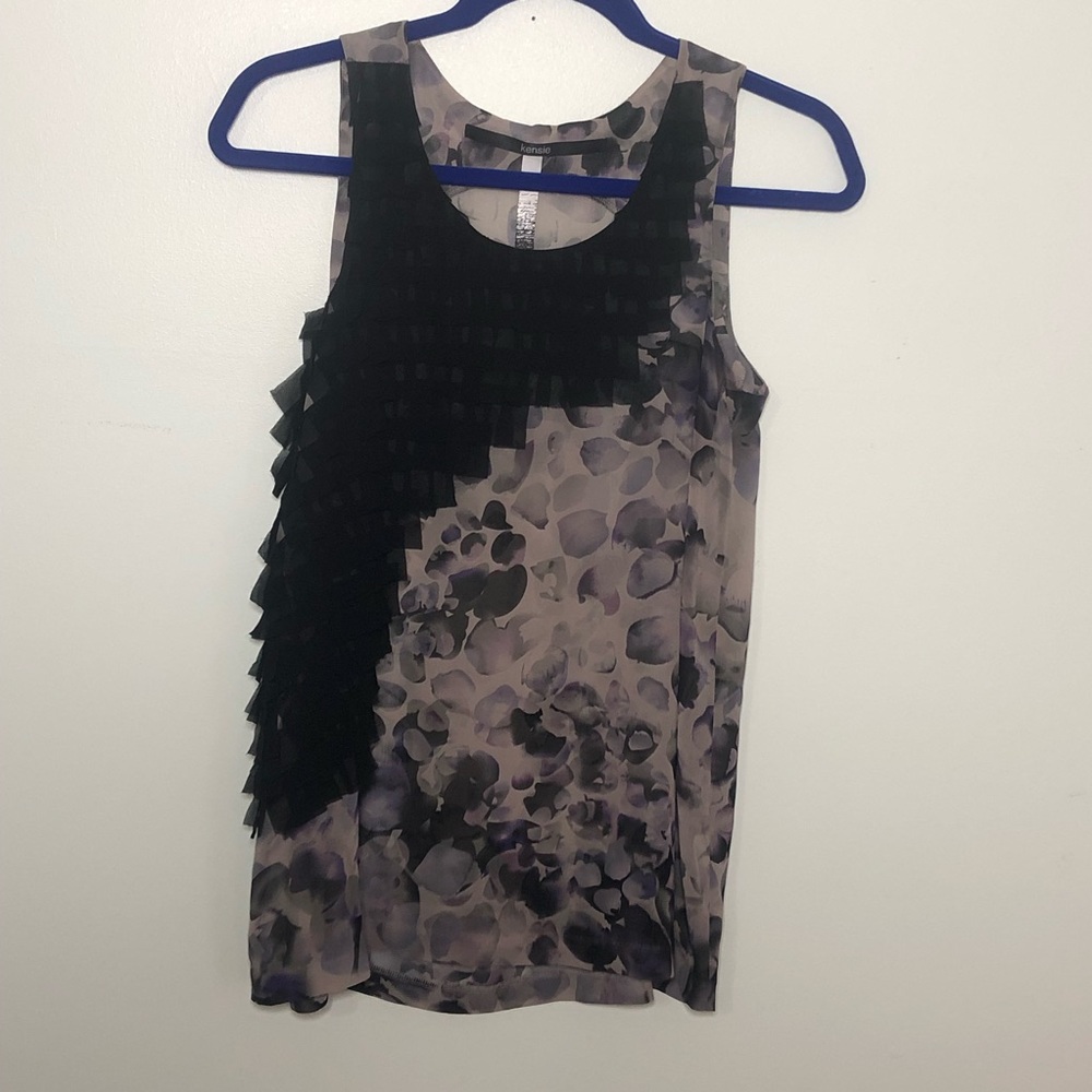 Kensie Gray and Purple Sheer Tank